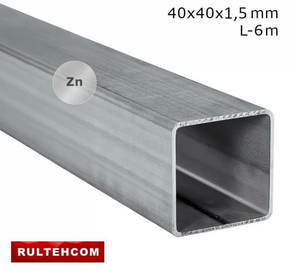 Труба профильная оцинкованная 40х40x1,5 мм L-6 м - image 1