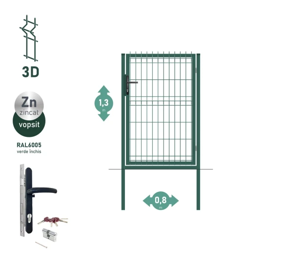 Калитка OPTIMA 3D H-1,3м L-0,8м RAL6005 - image 1