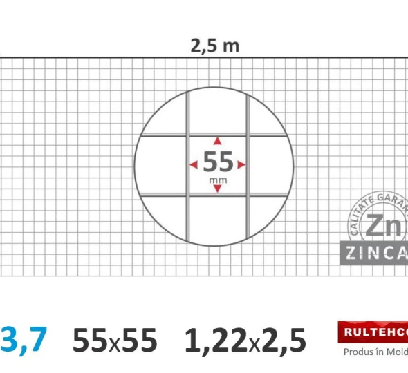 Сетка для габионов 55х55мм D-3,7мм 1,22х2,5м - image 1