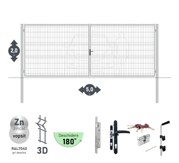 Ворота OPTIMA 3D H-2,0м L-5,0м (D100) RAL7040 - image 1