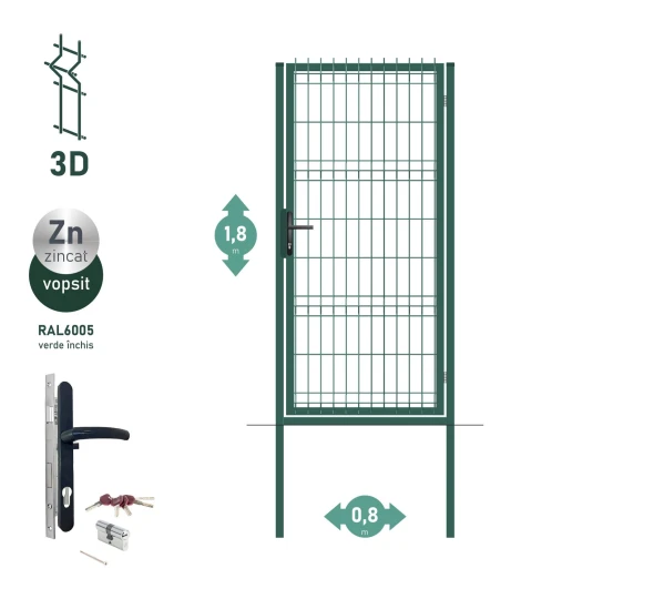 Калитка OPTIMA 3D H-1,8м L-0,8м RAL6005 - image 1
