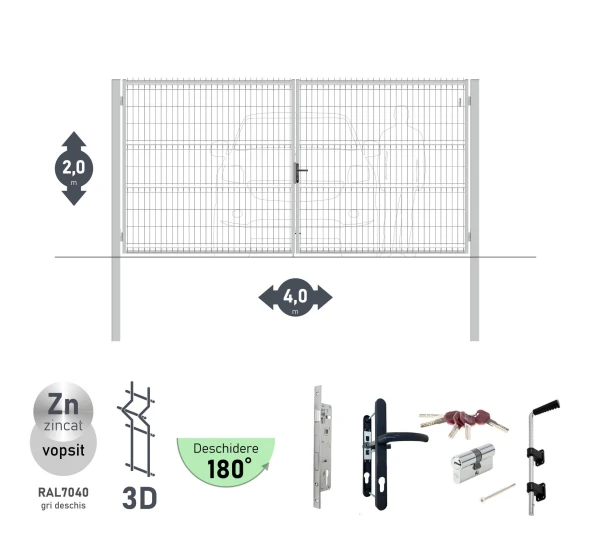 Ворота OPTIMA 3D H-2,0м L-4,0м (D100) RAL7040 - image 1