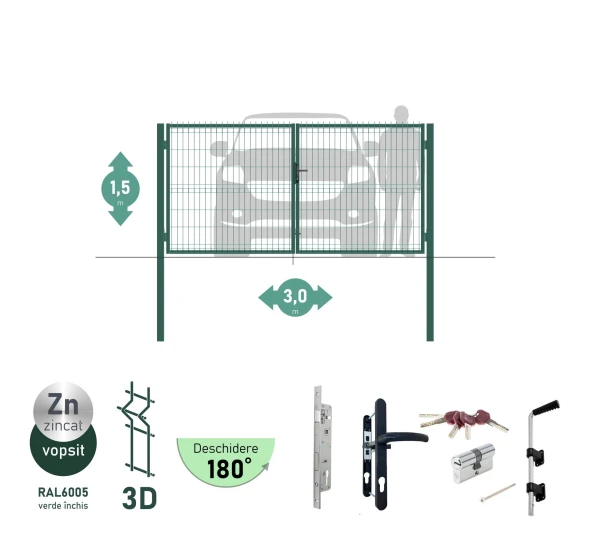 Ворота OPTIMA 3D H-1,5м L-3,0м (D100) RAL6005 - image 1
