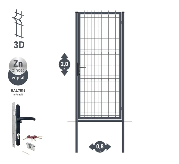Калитка OPTIMA 3D H-2,0м L-0,8м RAL7016 - image 1