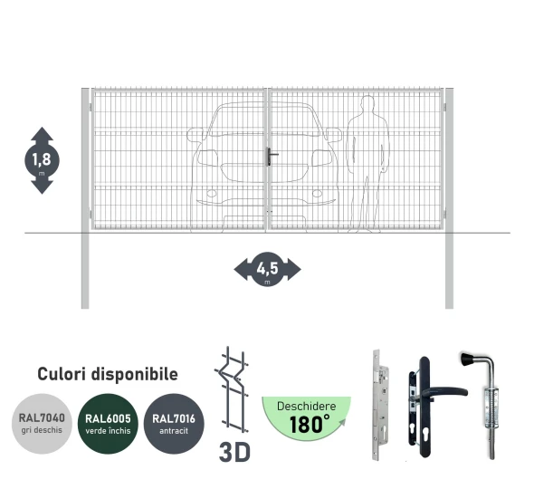 Ворота OPTIMA 3D H-1,8м L-4,5м (D100) RAL7040 - image 1