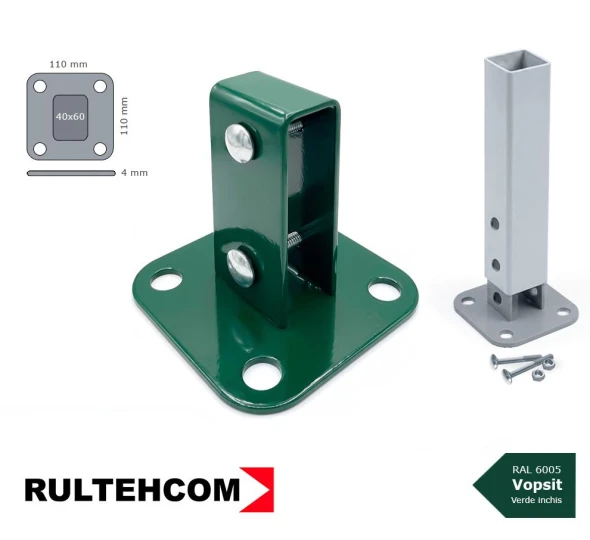 Пятка для столба 60x40 зеленая RAL6005 - image 1