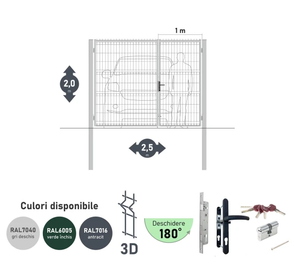 Ворота OPTIMA 3D H-2,0м L-2,5м (H100) RAL7040 - image 1