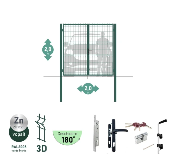Ворота OPTIMA 3D H-2,0м L-2,0м (D80) RAL7040 - image 3