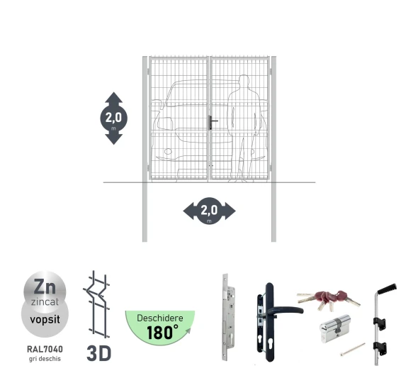 Ворота OPTIMA 3D H-2,0м L-2,0м (D80) RAL7040 - image 2