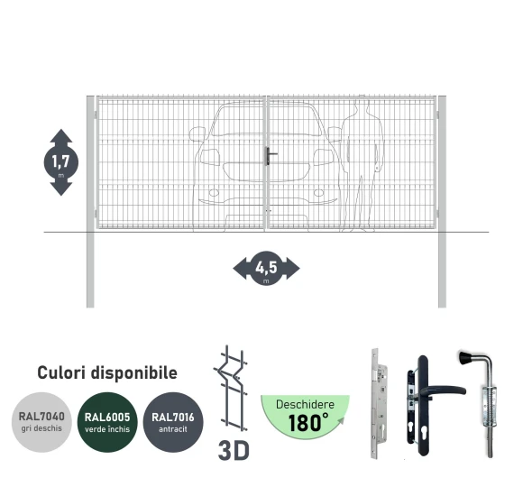 Ворота OPTIMA 3D H-1,7м L-4,5м (D100) RAL7040 - image 1