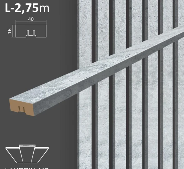 Lamele decorative 40х16х2750mm (6 buc.) - Cement - image 1