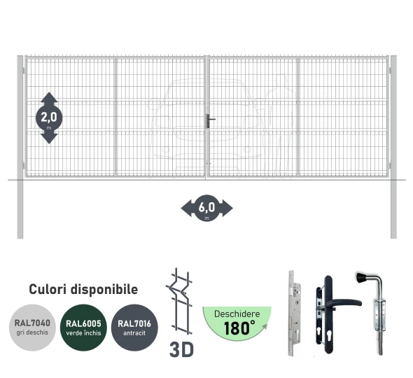 Ворота OPTIMA 3D H-2,0м L-6,0м (D100) RAL7040 - image 1
