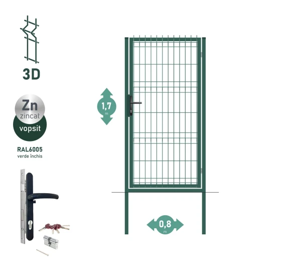 Калитка OPTIMA 3D H-1,7м L-0,8м RAL6005 - image 1