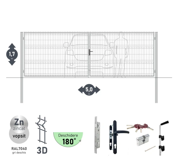 Ворота OPTIMA 3D H-1,7м L-5,0м (D100) RAL7040 - image 1