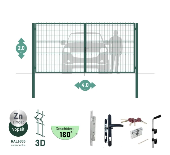 Ворота OPTIMA 3D H-2,0м L-4,0м (D100) RAL6005 - image 1