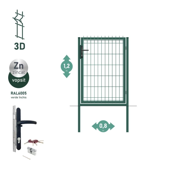 Калитка OPTIMA 3D H-1,2м L-0,8м RAL6005 - image 1