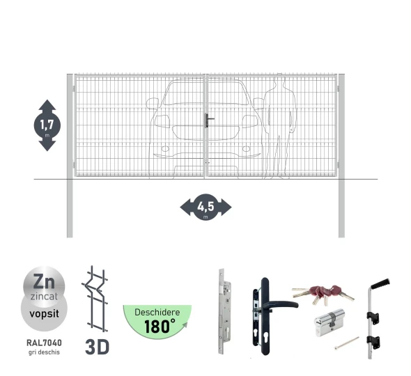 Ворота OPTIMA 3D H-1,7м L-4,5м (D100) RAL7040 - image 2