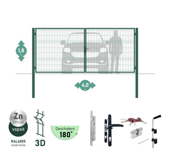 Ворота OPTIMA 3D H-1,8м L-4,0м (D100) RAL6005 - image 1