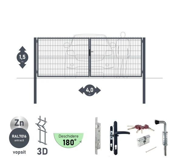 Ворота OPTIMA 3D H-1,5м L-4,0м (D100) RAL7016 - image 1