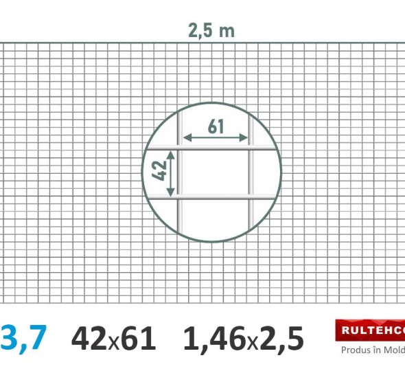 Сетка для габионов 42х61 D-3,7 мм 1,46х2,5 м - image 1