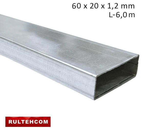 Труба профильная оцинкованная 60х20x1,2 мм L-6 м - image 1