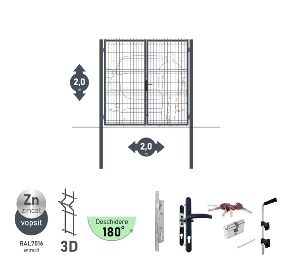 Ворота OPTIMA 3D H-2,0м L-2,0м (D80) RAL7040 - image 4