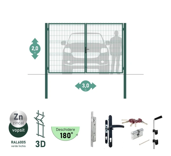 Ворота OPTIMA 3D H-2,0м L-3,0м (D100) RAL6005 - image 1