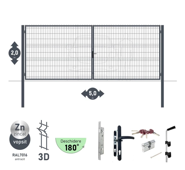 Ворота OPTIMA 3D H-2,0м L-5,0м (D100) RAL7016 - image 1