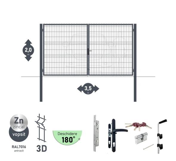 Ворота OPTIMA 3D H-2,0м L-3,5м (D100) RAL7040 - image 4