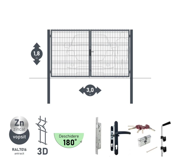 Ворота OPTIMA 3D H-1,8м L-3,0м (D100) RAL7016 - image 1