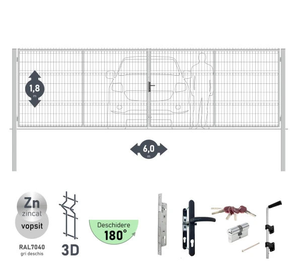 Ворота OPTIMA 3D H-1,8м L-6,0м (D100) RAL7040 - image 2