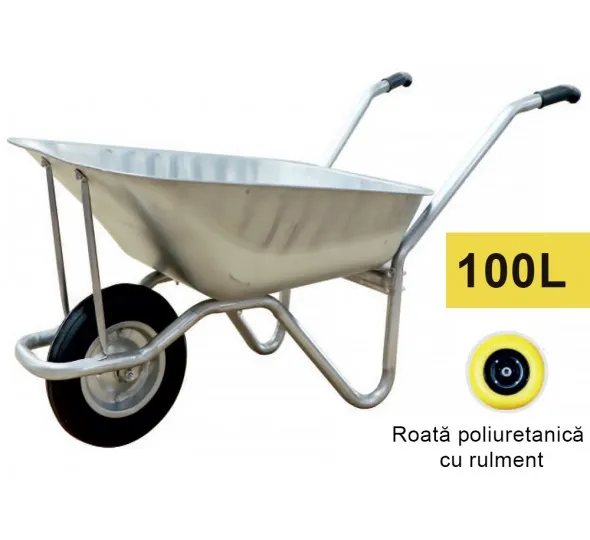Roaba 100L (zinc) cu roată poliuretanică cu rulment - image 1