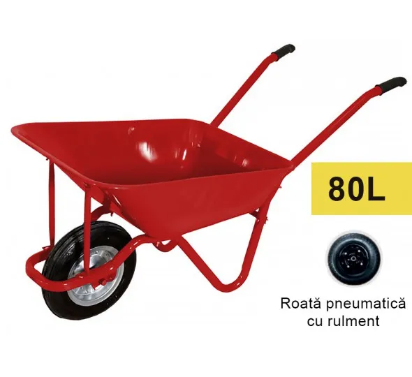 Roaba 80L (rosu - metal)  cu roată pneumatică cu rulment - image 1