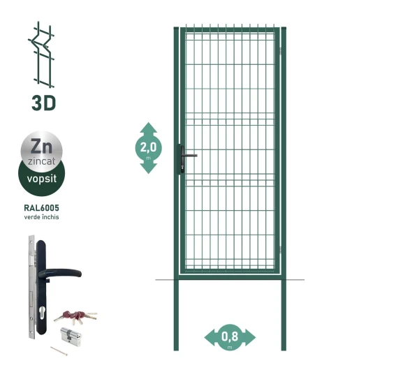 Калитка OPTIMA 3D H-2,0м L-0,8м RAL6005 - image 1