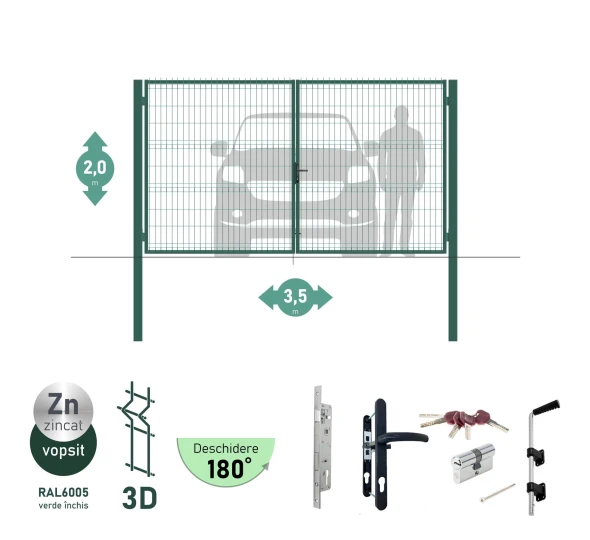 Ворота OPTIMA 3D H-2,0м L-3,5м (D100) RAL7040 - image 3
