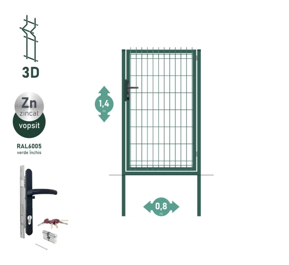 Калитка OPTIMA 3D H-1,4м L-0,8м RAL6005 - image 1