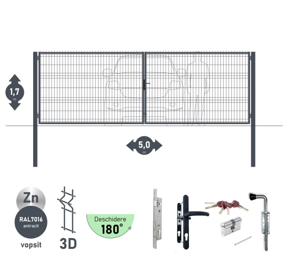 Ворота OPTIMA 3D H-1,7м L-5,0м (D100) RAL7016 - image 1