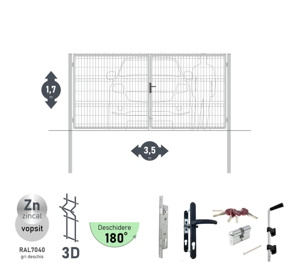 Ворота OPTIMA 3D H-1,7м L-3,5м (D100) RAL7040 - image 2