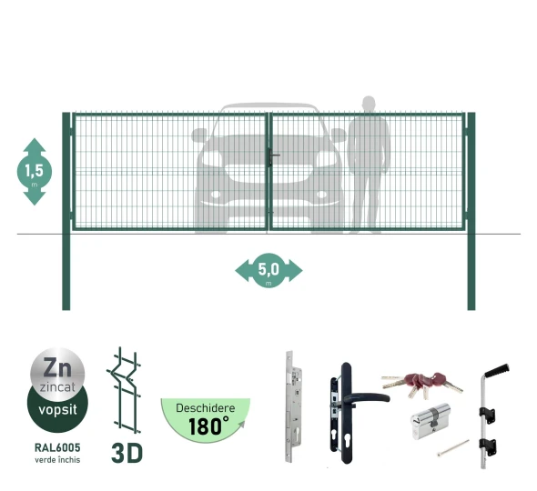 Ворота OPTIMA 3D H-1,5м L-5,0м (D100) RAL6005 - image 1