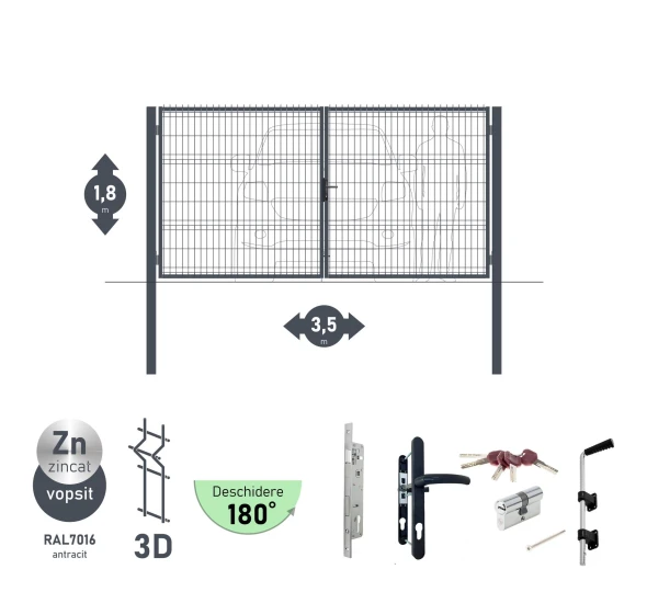 Ворота OPTIMA 3D H-1,8м L-3,5м (D100) RAL7040 - image 4