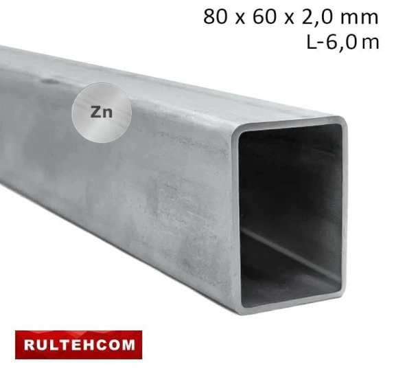 Труба профильная оцинкованная 80х60x2,0 мм L-6 м - image 1