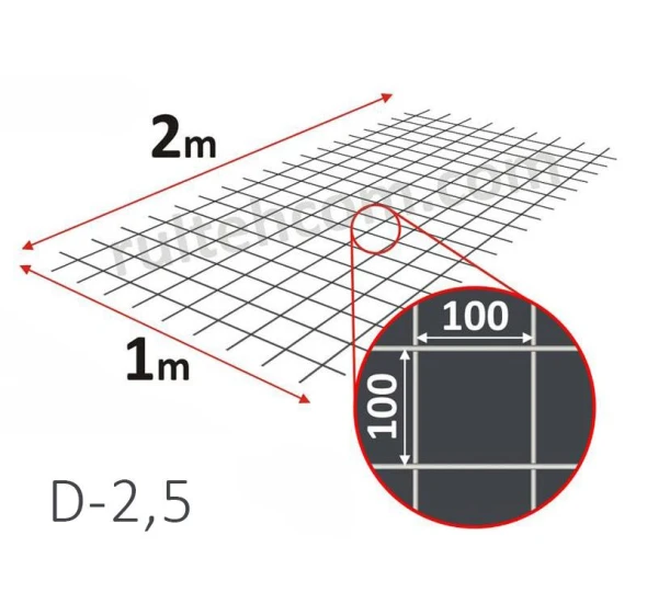 Plasa sudata VR-1 pentru armare 100х100 D-2,5mm 1х2m - image 1