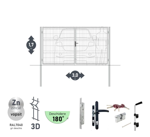 Ворота OPTIMA 3D H-1,7м L-3,0м (D100) RAL7040 - image 1
