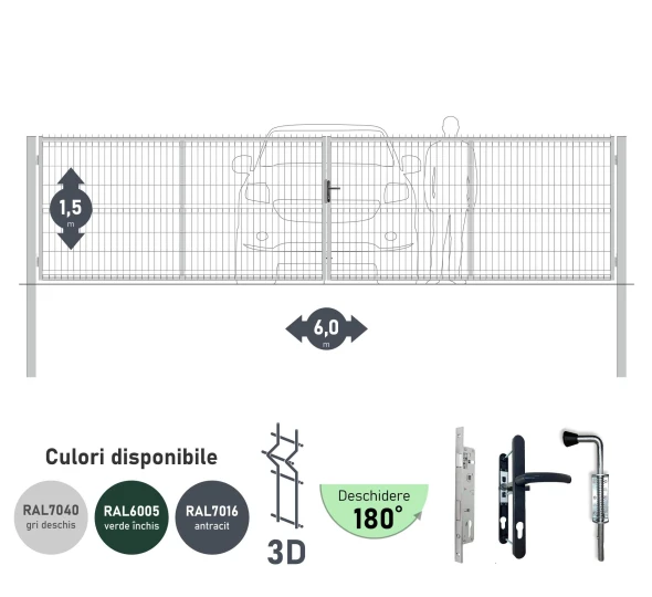 Ворота OPTIMA 3D H-1,5м L-6,0м (D100) RAL7040 - image 1