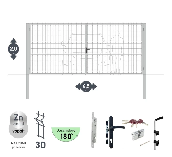 Ворота OPTIMA 3D H-2,0м L-4,5м (D100) RAL7040 - image 2