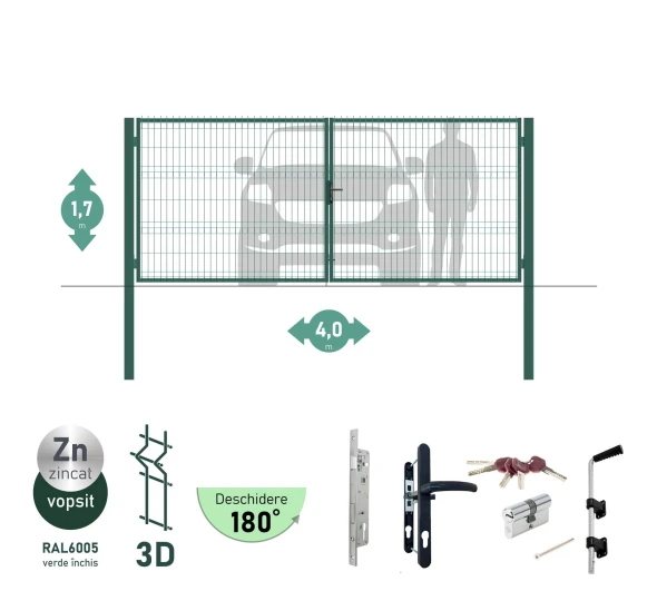 Ворота OPTIMA 3D H-1,7м L-4,0м (D100) RAL6005 - image 1
