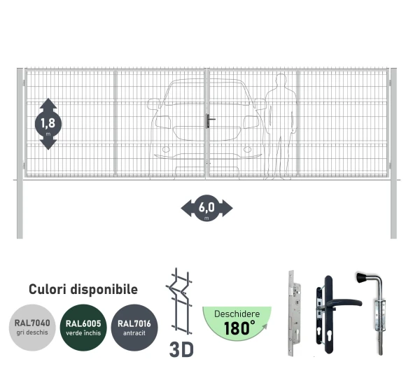 Ворота OPTIMA 3D H-1,8м L-6,0м (D100) RAL7040 - image 1