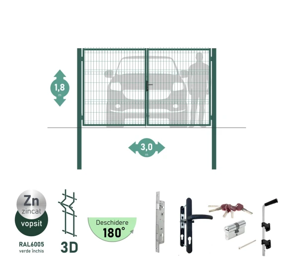 Ворота OPTIMA 3D H-1,8м L-3,0м (D100) RAL6005 - image 1