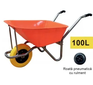 Roaba 100L (orange - plastic) cu roată pneumatică cu rulment