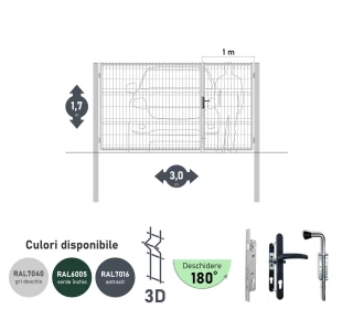 Ворота OPTIMA 3D H-1,7м L-3,0м (H100) RAL7040